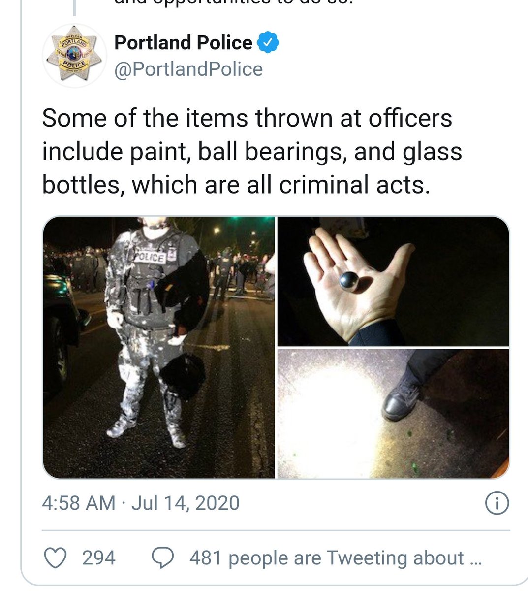 Oh no... not projectiles at Law Enforcement....