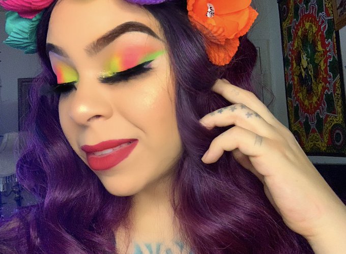 Finally felt ok enough to play with makeup❤️ my companies @BewitchingCosm1 neon pigment,#glitter and<a href="/tag/lashes"class="tags"><span>#lashes</span></a><a href="/tag/glitter"class="tags"><span>#glitter</span></a><a href="/tag/redrum"class="tags"><span>#redrum</span></a>