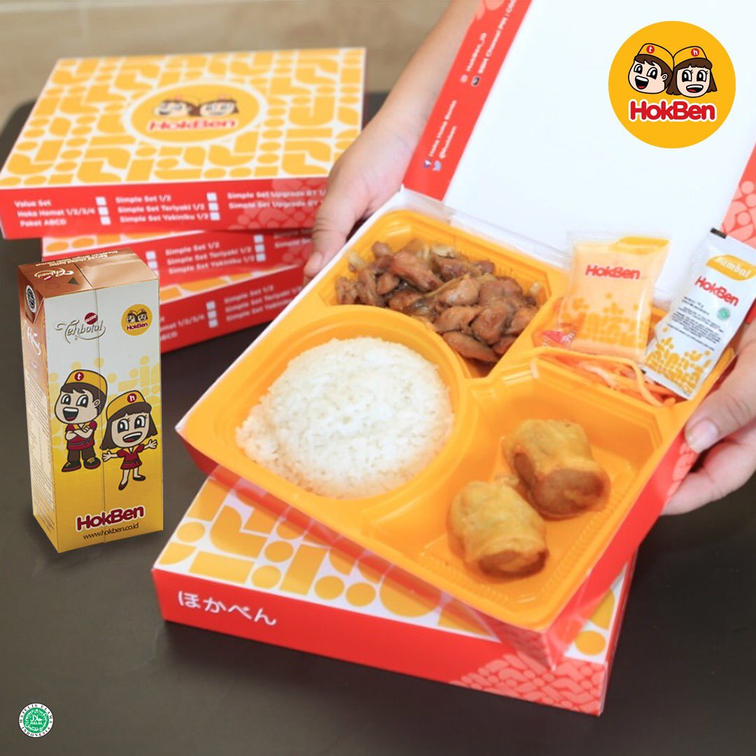 HokBen's tweet photo. Sudah hari Jumat lagi nih HokBen Friends. Buat kamu ada simple set teriyaki 1 yang siap menemanimu. Yuk pesan sekarang, masih ada promo SIMPLE DEALS (simple set teriyaki plus teh botol sosro) dengan harga Rp 34,546.* HARI INI HARI TERAKHIR lho...😉
#HokBenMenu #SimpleDeals https://t.co/uStufWzrbw