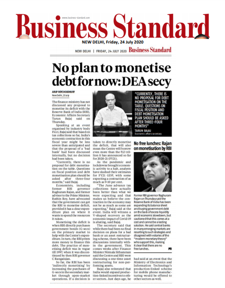 ficci_india's tweet photo. No plan to monetise debt for now, GDP may not shrink too severely: @DEASecy at FICCI #CAPAM2020
https://t.co/BiBF8jzzVk https://t.co/nV0G6pZJRb