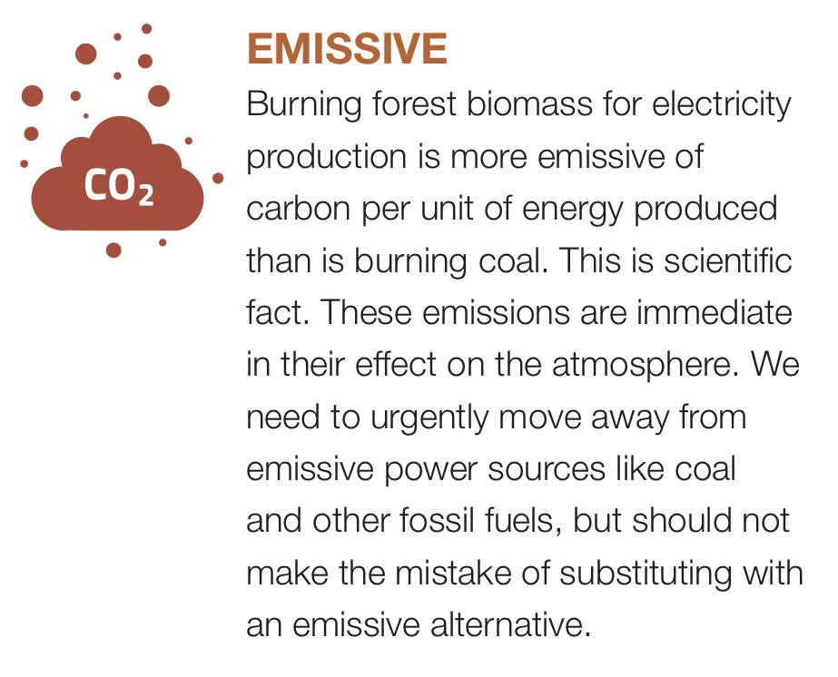 1/12 EMISSIVEBurning forest biomass for electricity production is more emissive of carbon per unit of energy produced than is burning coal.