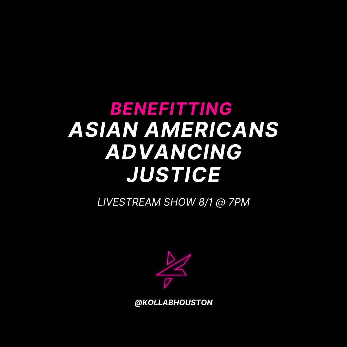A good show and a great cause?! Yes. Will you be coming to our Kollab Houston 10-Year Anniversary Show?
.
✨ Saturday, 8/1 at 7pm CDT⁠
✨ Free Show for the Family⁠
✨ Donations will be for Asian Americans Advancing Justice @advancingjustice_aajc⁠
