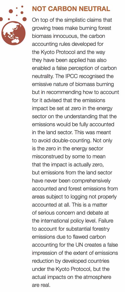 5/12 NOT CARBON NEUTRALOn top of the simplistic claims that growing trees make burning forest biomass innocuous, the carbon accounting rules developed for the Kyoto Protocol and the way they have been applied has also enabled a false perception of carbon neutrality.