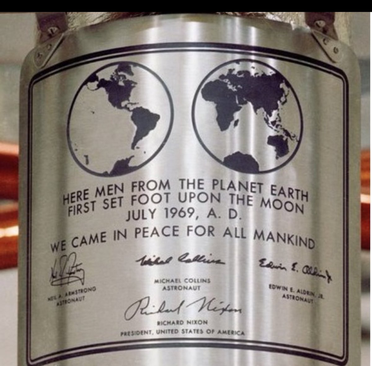 TheRealBuzz's tweet photo. On a plaque that we left on the Moon are the following words: ‘We Came in Peace for all of Mankind.’ I truly believe this. And there's no time like the present, to reaffirm that vow. Our return to the Moon will be the ultimate homecoming. 🇺🇸 #Apollo11 https://t.co/KMHGjNkNs2