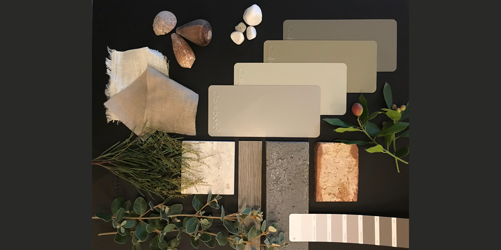 COLORBONDsteel's tweet photo. The light, earthy collection of #COLORBONDsteel #Dune #EveningHaze #Cove #Gully creates a sense of bushland comfort when combined with the warmth of textured mid-grey bricks and natural timbers. 

#LetsTalkColour #COLORBONDpalette 
#COLORBONDdeigners
#FlaylayFriday #Flatlay https://t.co/rOynEDzCMU