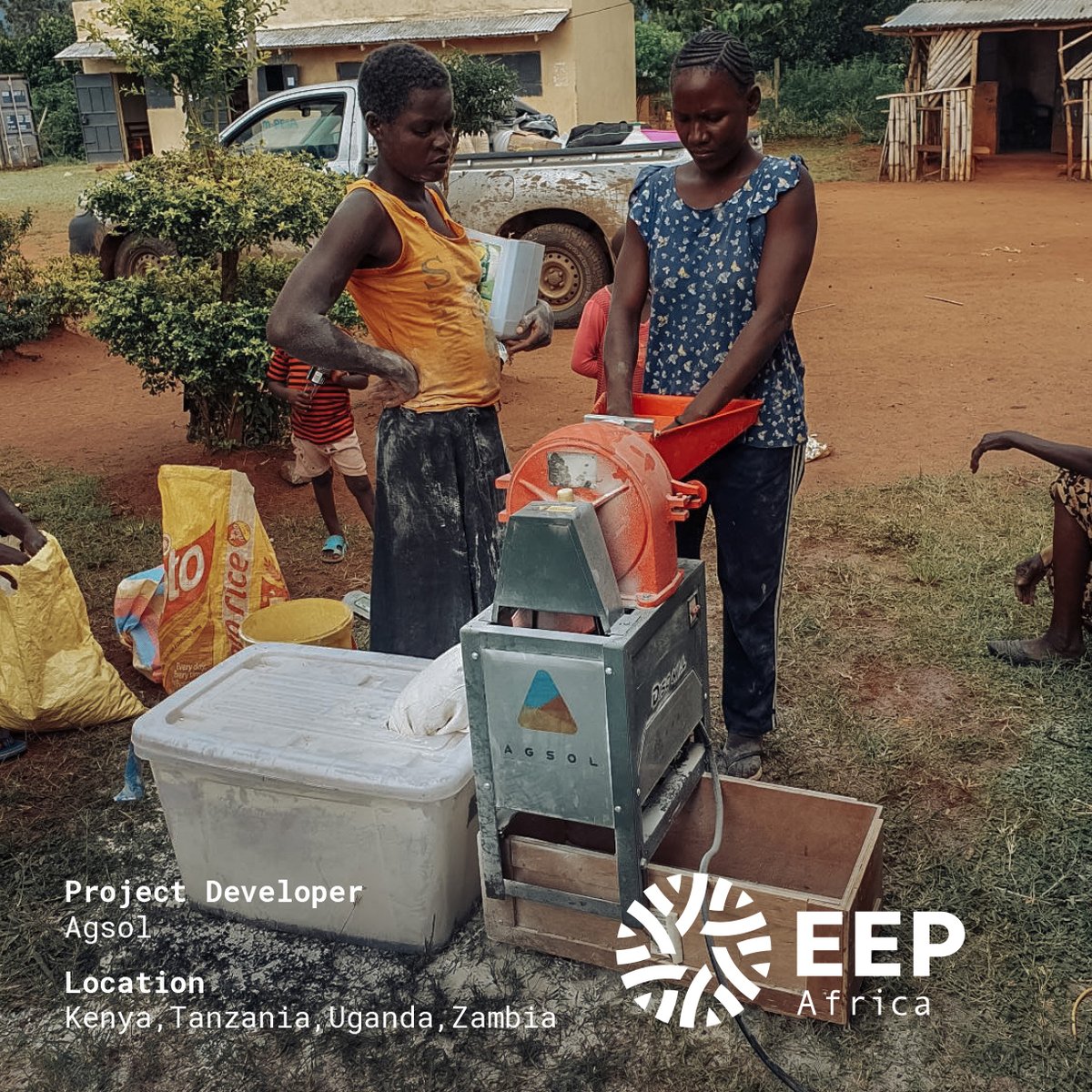 EEP_Africa's tweet photo. Solar-powered mills by #Agsol are powering #greengrowth in Africa. These agro-processing machines bring #cleanenergy to rural farmers, generating income, reducing GHG emissions and enabling food processing.
#ResilientAppliances #ProductiveUse #energyefficient #sdg7 @NDFnews https://t.co/fwG7zqIQRn