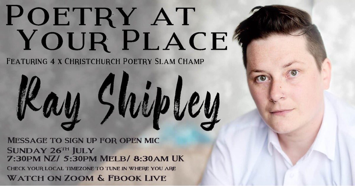 It’s happening again <a href="/yourplaceevents/">yourplace</a> ! And this time, 4xChristchurch Slam Champ - @HeyRayShipley is featuring!!! The open mic is shaping up nicely and the audience are always awesome. Join us!!! facebook.com/events/s/poetr…