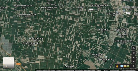 Here’s a map shot of a region in Northern Anhui near a friend’s hometown. See how intensely broken up the farm plots are? Also note the abundance of small villages. Even if you could consolidate the land to scale up farming, you’d have to move all these people. /12