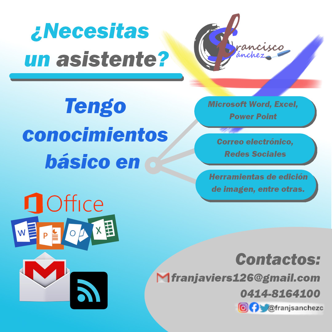 franjsanchezc's tweet photo. Si necesita realizar cualquier documento (formatos, oficios, láminas, carteles, entre otros) en estas herramientas, contacteme...
#FelizViernes #24Jul #asistenteonline #SiguemeYTeSigo https://t.co/T8tlyQazxd