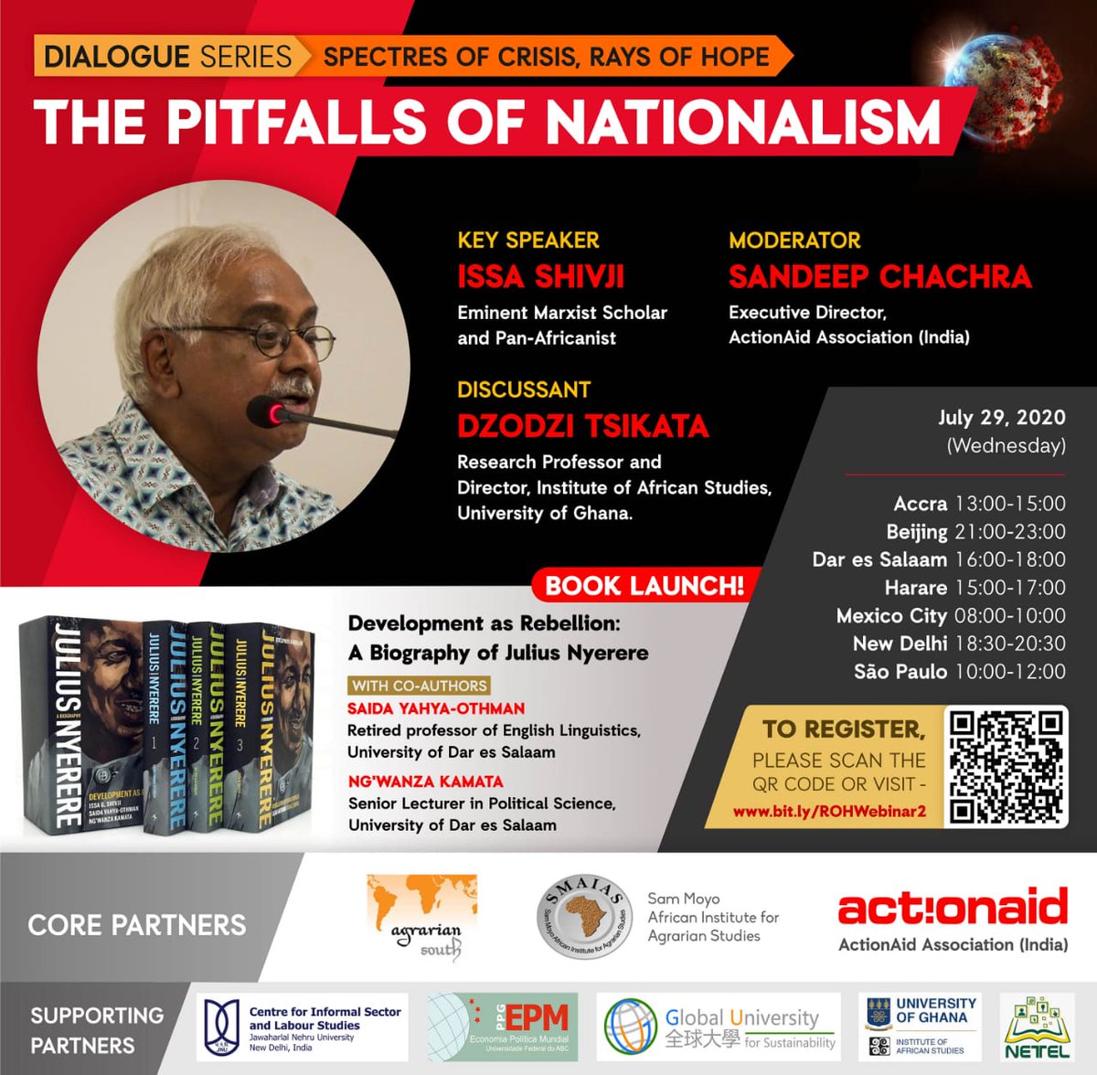 ActionAidIndia's tweet photo. Session #2 of our Dialogue Series, 'Spectres of Crisis, Rays of Hope', slated for July 29 at 6:30 PM (IST) will see eminent Marxist scholar &amp; Pan-Africanist, @IssaShivji, speak about the problems &amp; trajectories of nationalism &amp; related issues.
Do join in: https://t.co/QS0OWyKfC9 https://t.co/VbjZEI8nJR