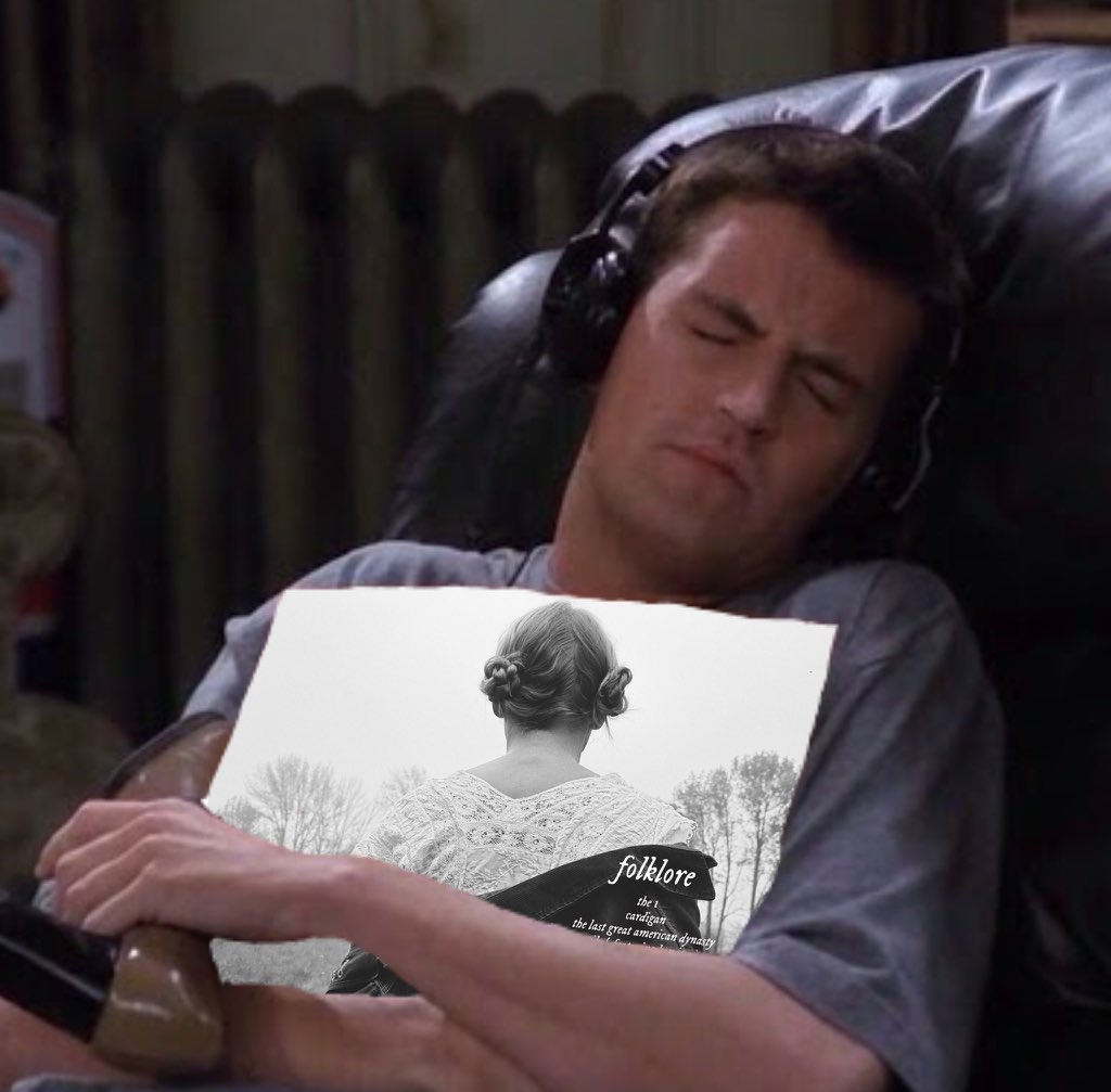 MsFredrich's tweet photo. Me listening to @taylorswift13 singlehandedly redeem 2020. Too early to say this just might be my favorite Taylor album? It’s THAT good.  🎶 #teachersloveTSwifttoo #Folklore https://t.co/XBFH3h1HGY