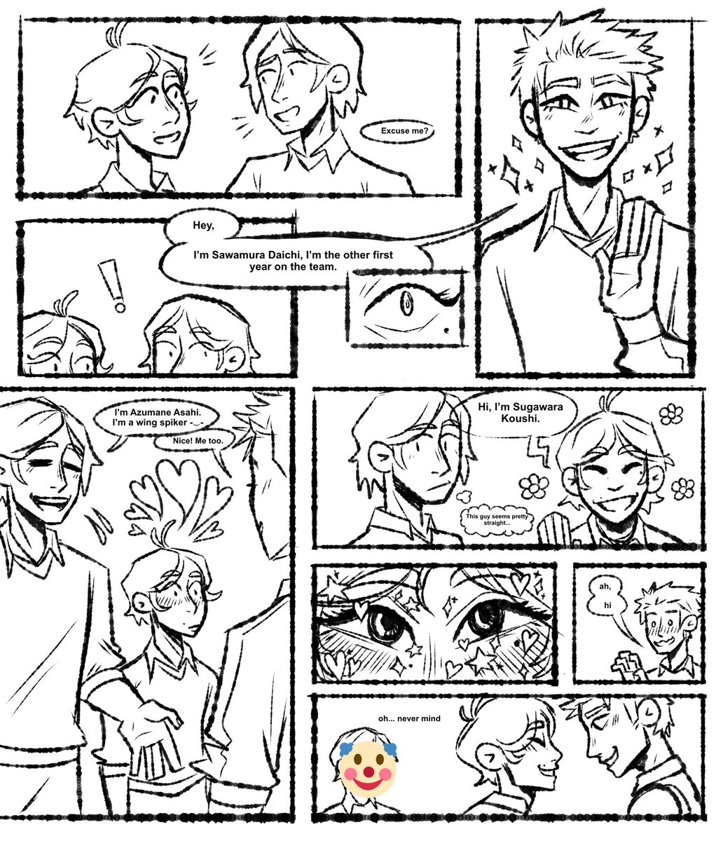 also.... old abandoned comic i did on my phone....
i love the third-years as first years and plus i love daisuga :'))) 