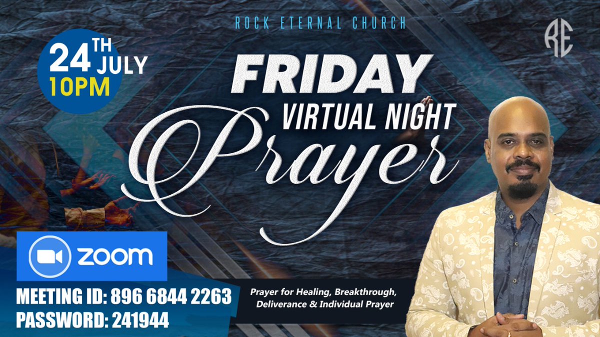 reenukumar09's tweet photo. *Special night prayer for healing, deliverance and breakthrough*
We invite you to our first virtual Friday night prayer happening via zoom tomorrow at 9pm. 

#NightPrayer #Rec #RECians #Reenukumar #VirtualNightPrayer https://t.co/3SelHlXhpu