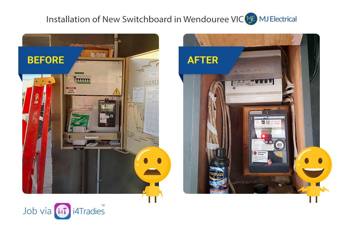 MJElectrician's tweet photo. If you suspect any issues with your switchboard, don't delay in having checked by professionals. 

Here's an example of a job we did recently in Wendouree. https://t.co/QxsTr9mm9B