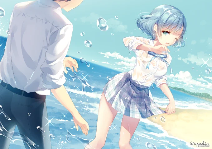 ちょっと前のだけどお仕事で描いた海っぽい絵?

#海の日 