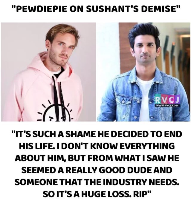 PewDiePie made an entire video about Sushant, who he didn’t even know before the incident, but spoke about him way more respectfully than most people did. He also said that suicide is not the answer, and has said that he wants justice!  #SushantSinghRajput  #RIPSushant  #pewdiepie