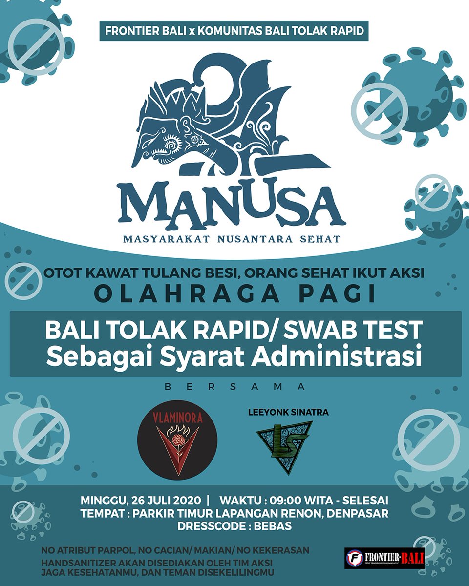 menjadimanusa's tweet photo. Otot kawan Tulang Besi, Badan Sehat, Olah Raga Pagi.
Mari kita Olah Raga Pagi pada :
Hari : Minggu/26 juli
Waktu :09.00
Tempat : dari Parkir Timur menuju Bajra Sandhi Renon.
#TolakRapidTesDanSwabTesSebagaiSyaratAdministrasi #MasyarakatNusantaraSehat #MenjadiManusa #BadanSehat https://t.co/UK18VgnlUq