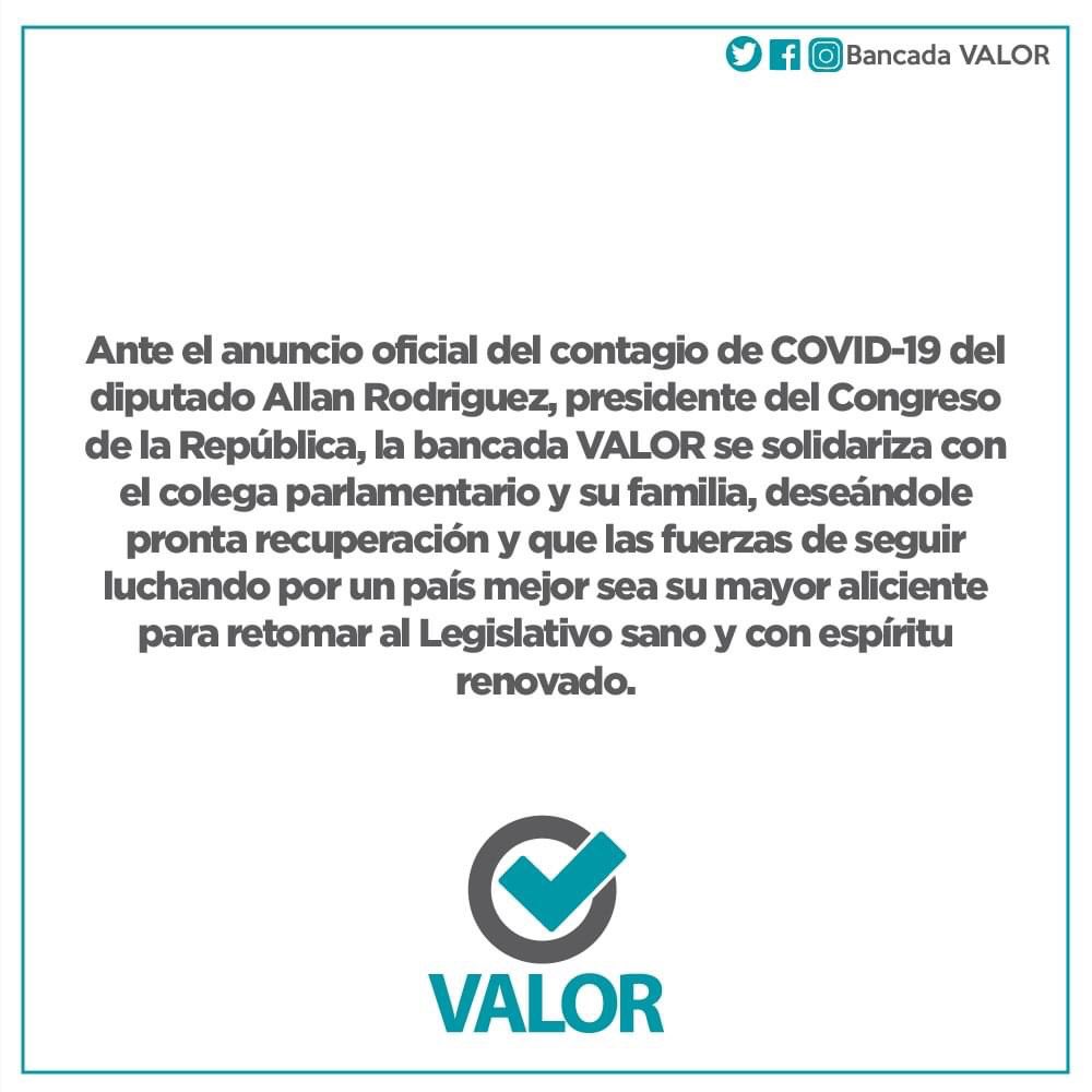 .<a href="/AllanRodriguezE/">Allan E Rodriguez</a> la bancada VALOR le desea una pronta recuperación. #JuntosSaldremosAdelante 🇬🇹