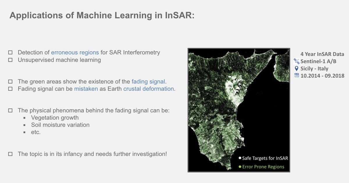 SistersofSAR's tweet photo. 4/4⭐️#SAR_Star! @HomaAnsari_'s new passion is to apply #MachineLearning and #DeepLearning for efficient #InSAR data mining. Here ⬇️, she uses #unsupervised #MachineLearning to detect the 👆described #fadingsignal in #SAR time series. #WomenWhoCode #WomeninSTEM #WomeninSAR https://t.co/GnCrznA9Yf