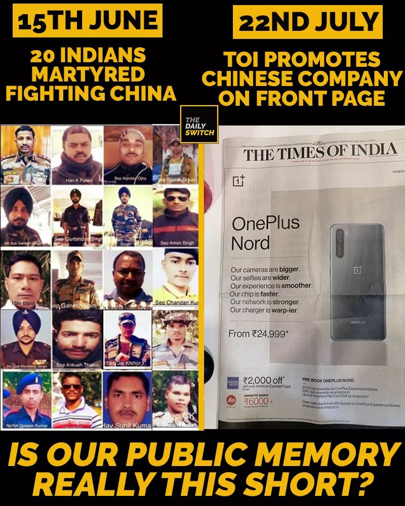 leo_patel_'s tweet photo. This is how manipulation working.
Selling device at cheap price.
Before you buying any product of china now on don't forget supreme sacrifice of our #javans at #chinaindiaborder.
#BoycottMadeInChina
#BoycottChina
#NSI
#Namo_Sena_India
#नमो_सेना_इंडिया https://t.co/Roa7wB4zYY