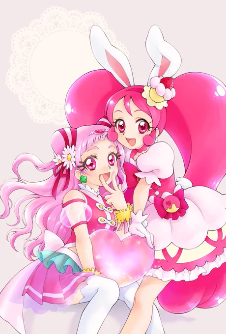 キュアホイップ&amp;キュアエール

1月のお誕生日イラストとしてアップするつもりだったけど間に合わなくて放置してたやつ? 