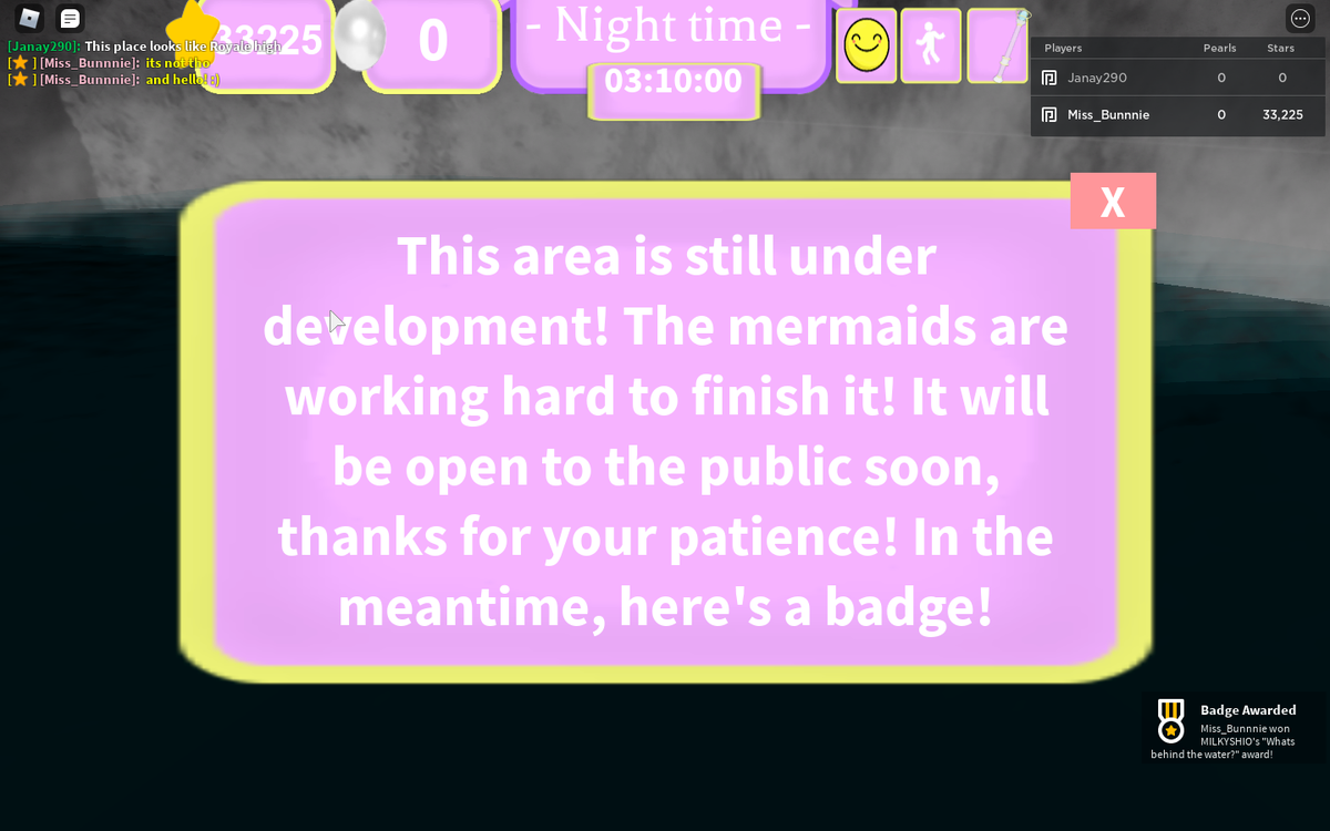 Missbunnie_alt's tweet photo. got the new badge! cant wait for a mermaid area 😀 https://t.co/NjYo3hwgzo