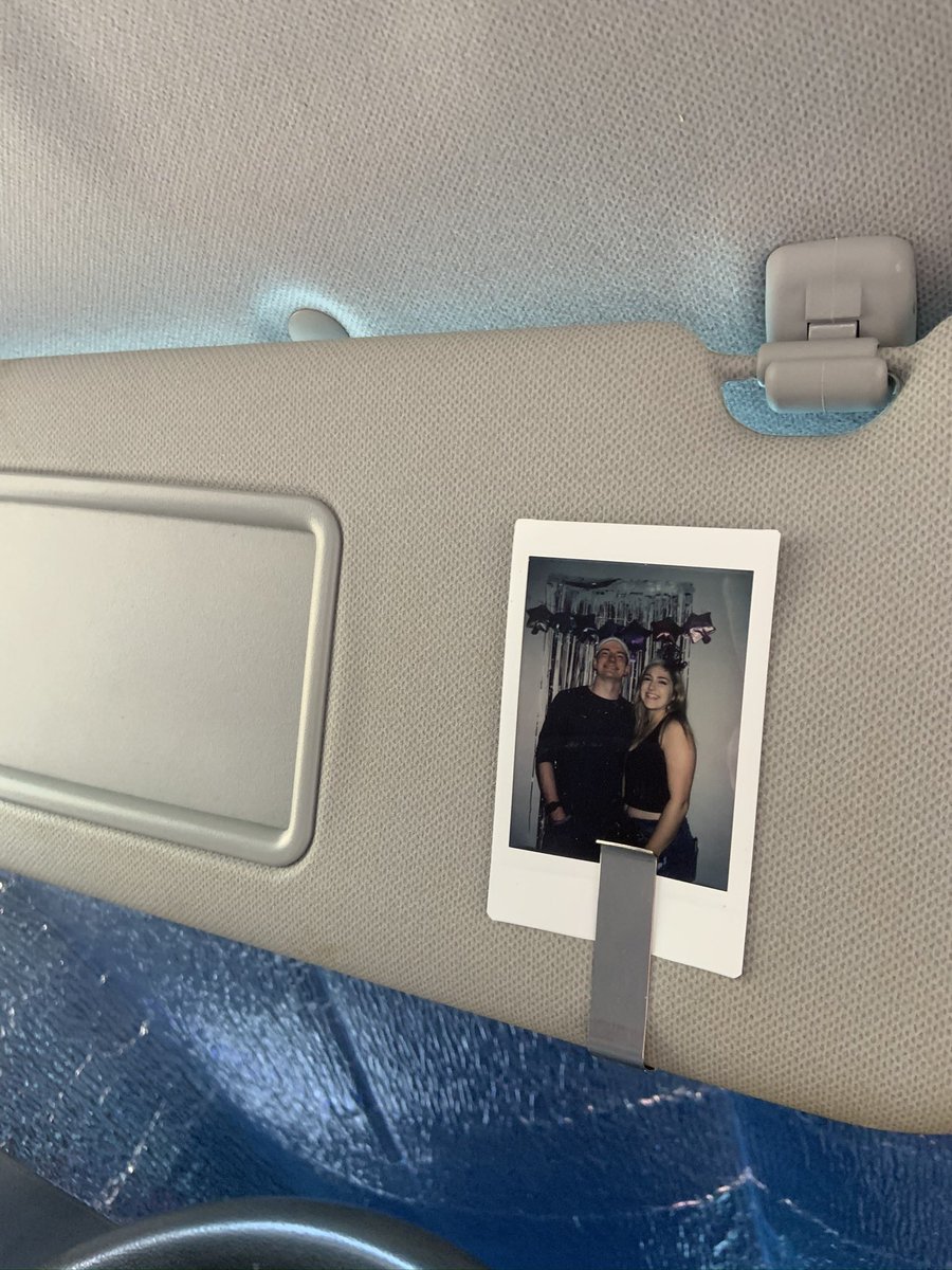 BayleGoldman's tweet photo. My boyfriend keeps a picture of us in his car visor. It’s like I’m watching over him while he’s driving 💕 #baegetsit https://t.co/9BjJByNDdi