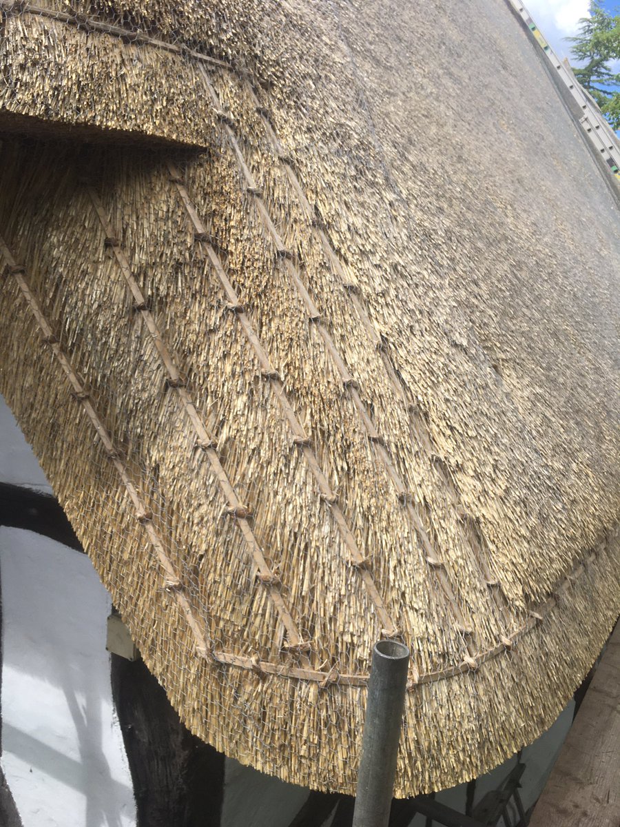 LdthatchingLee's tweet photo. A few photos from the scaffold of a wired longstraw thatch #ldthatching #masterthatcher #longstraw #essex #craft #thatching https://t.co/exX6kAMfqj