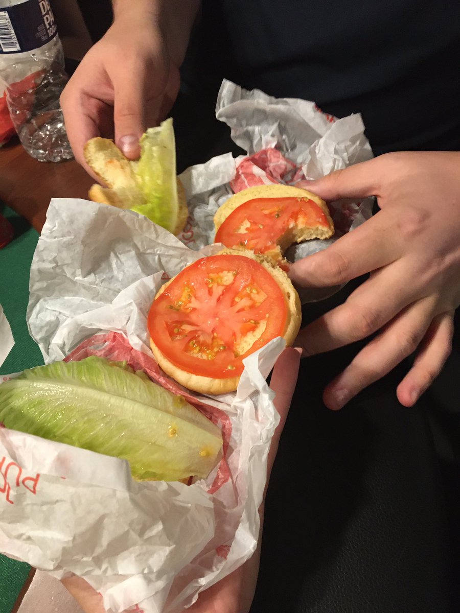 CRebardo's tweet photo. I guess our online order was too close to closing to complete, so this is how our 10 “Jr. Bacon cheeseburgers” arrived.  We called and were offered the burgers tomorrow as a resolution. https://t.co/WmJvRSZYZG