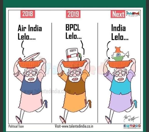 shivi001998's tweet image. 🏦Banks - Sold
📱BSNL - Sold
🛢️BPCL - Sold
🛅Airports - Sold
🚉Railways - Sold

❔Did we select a PM or a DEALER to sell properties of our nation to Ambani &amp;amp; Adani??

#Stop_Privatization 
#Stop_Privatization
