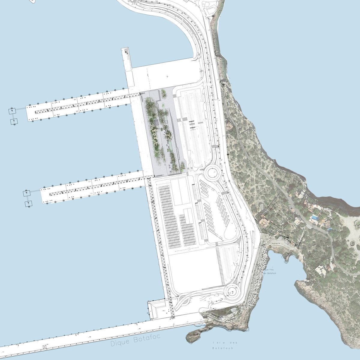 FUSTERarq's tweet photo. Propuesta de un equipamiento portuario. Se trata de la estación marítima de Botafoc, emplazada en el muelle de nombre homónimo, y se sitúa en la zona sur del puerto de Ibiza.
#fuster #arquitectura #ArquitecturaPortuaria #Ibiza #Botafoc https://t.co/AMfES5nmCs