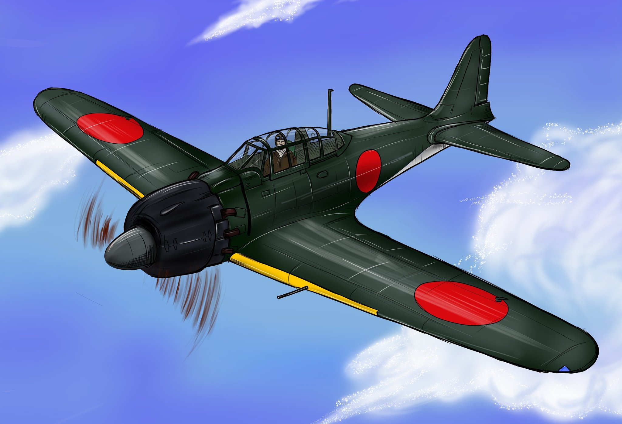 ジョウタロウ 零戦52型 イラスト 零戦 飛行機イラスト デジタルイラスト T Co Igywgidbb1 Twitter