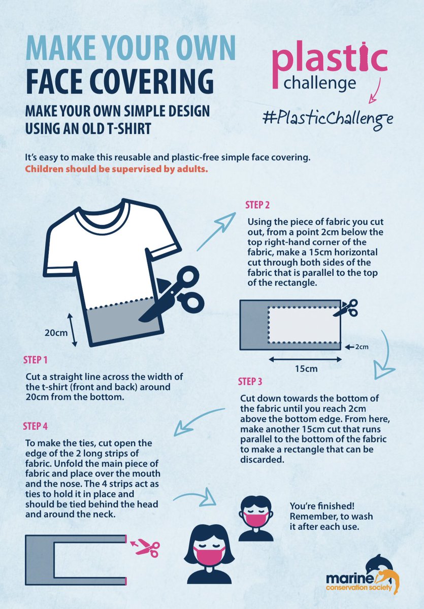 Kinder_Living's tweet photo. As face coverings become mandatory across the UK, why not make your own out of an old tshirt! 

@MSCintheUK have put together this easy ‘how to’ guide for making your own 🌱

#reuse #recycle #PlasticFreeJuly https://t.co/GmXARA6vmS