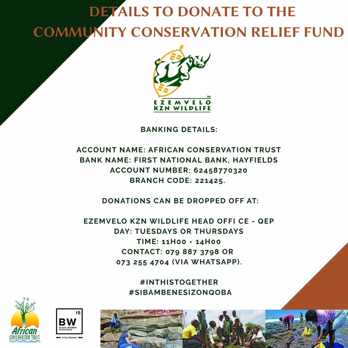 Victoria O’Sullivan (@vicsouts) on Twitter photo 🇿🇦🦏 𝐄𝐱𝐜𝐢𝐭𝐞𝐝 & 𝐡𝐨𝐧𝐨𝐮𝐫𝐞𝐝 𝐭𝐨 𝐛𝐞 𝐚𝐧𝐧𝐨𝐮𝐧𝐜𝐞𝐝 𝐚𝐬 𝐭𝐡𝐞 <a href="/EZEMVELOKZNWild/">EZEMVELO KZNWildlife</a> 𝐀𝐦𝐛𝐚𝐬𝐬𝐚𝐝𝐨𝐫, 𝐟𝐨𝐫 𝐭𝐡𝐞𝐢𝐫 𝐂𝐎𝐕𝐈𝐃-𝟏𝟗 𝐫𝐞𝐥𝐢𝐞𝐟 𝐩𝐫𝐨𝐠𝐫𝐚𝐦𝐦𝐞, 𝐢𝐧 𝐩𝐚𝐫𝐭𝐧𝐞𝐫𝐬𝐡𝐢𝐩 𝐰𝐢𝐭𝐡 <a href="/ACTsafrica/">African Conservation</a> 🦏🇿🇦#InThisTogether #donatetoday 🇿🇦🦏 𝐄𝐱𝐜𝐢𝐭𝐞𝐝 & 𝐡𝐨𝐧𝐨𝐮𝐫𝐞𝐝 𝐭𝐨 𝐛𝐞 𝐚𝐧𝐧𝐨𝐮𝐧𝐜𝐞𝐝 𝐚𝐬 𝐭𝐡𝐞 <a href="/EZEMVELOKZNWild/">EZEMVELO KZNWildlife</a> 𝐀𝐦𝐛𝐚𝐬𝐬𝐚𝐝𝐨𝐫, 𝐟𝐨𝐫 𝐭𝐡𝐞𝐢𝐫 𝐂𝐎𝐕𝐈𝐃-𝟏𝟗 𝐫𝐞𝐥𝐢𝐞𝐟 𝐩𝐫𝐨𝐠𝐫𝐚𝐦𝐦𝐞, 𝐢𝐧 𝐩𝐚𝐫𝐭𝐧𝐞𝐫𝐬𝐡𝐢𝐩 𝐰𝐢𝐭𝐡 <a href="/ACTsafrica/">African Conservation</a> 🦏🇿🇦#InThisTogether #donatetoday