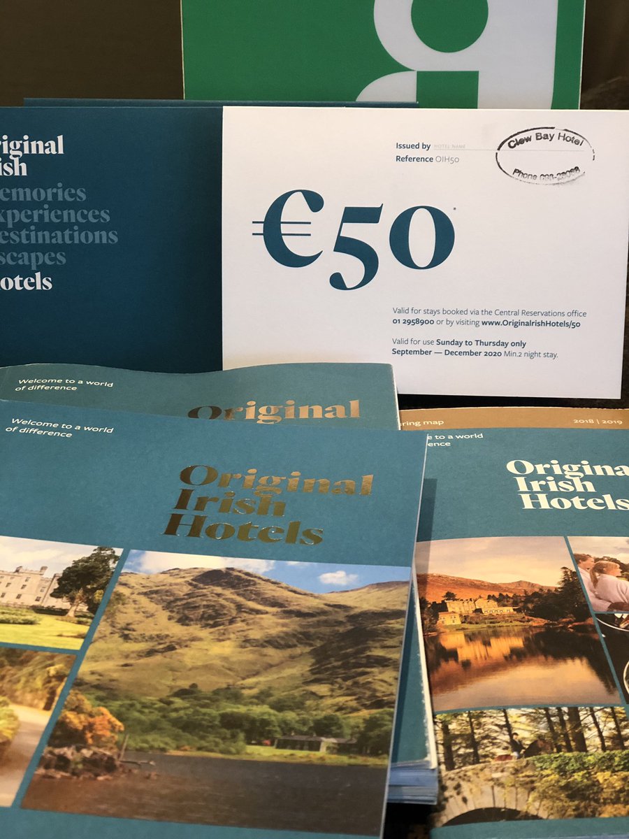 NorahCasey's tweet photo. Great offer @clewbayhotel and all @originalirishhotels stays between September-December #50eurovoucher for any #OriginalIrishHotels #59hotels @AbbeyglenCastle @buswellshotel @brooklodge_hotel @dinglebennershotel @thedunraven @galgormresort @loughrynncastle @lough_inagh #loadsmore https://t.co/rgrgkkUPQ1