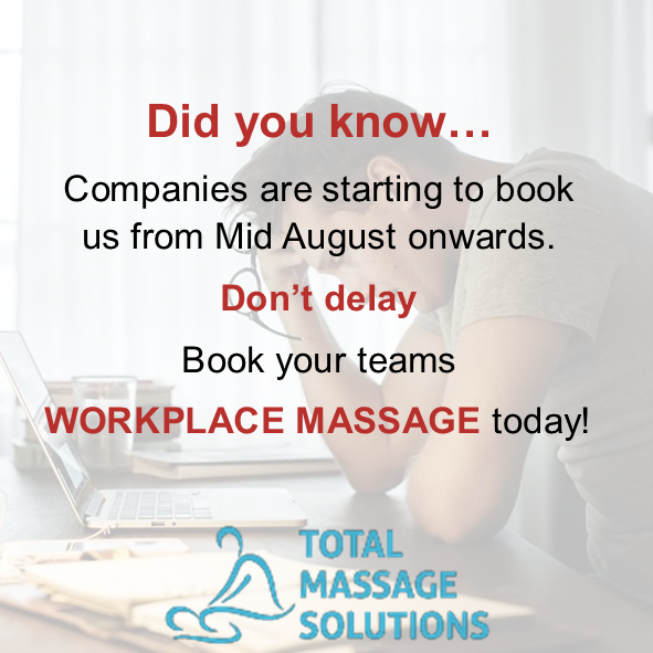 Book today by calling 01709  432033 and get your introductory offer!
#workplacemassage #wellbeing #productivestaff #happyteam #lowbloodpressure #improvesleep #achesandpains #stress #anxiety #depression #reduceanxietyanddepression #tensionheaches #sportsmassage #deeptissuemassage