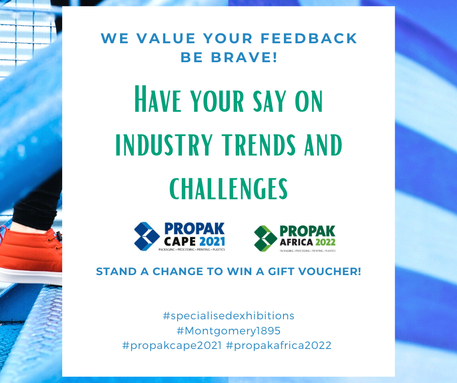 PropakCape's tweet photo. We value your feedback!
We have put together a survey to analysis the current trends and statistics within the Industry. 
Please take part in our industry survey!
You stand a chance to win a gift voucher!
Herewith the survey link:
https://t.co/KXOKrnquep
#propakcape2021 https://t.co/bll02X2rHl