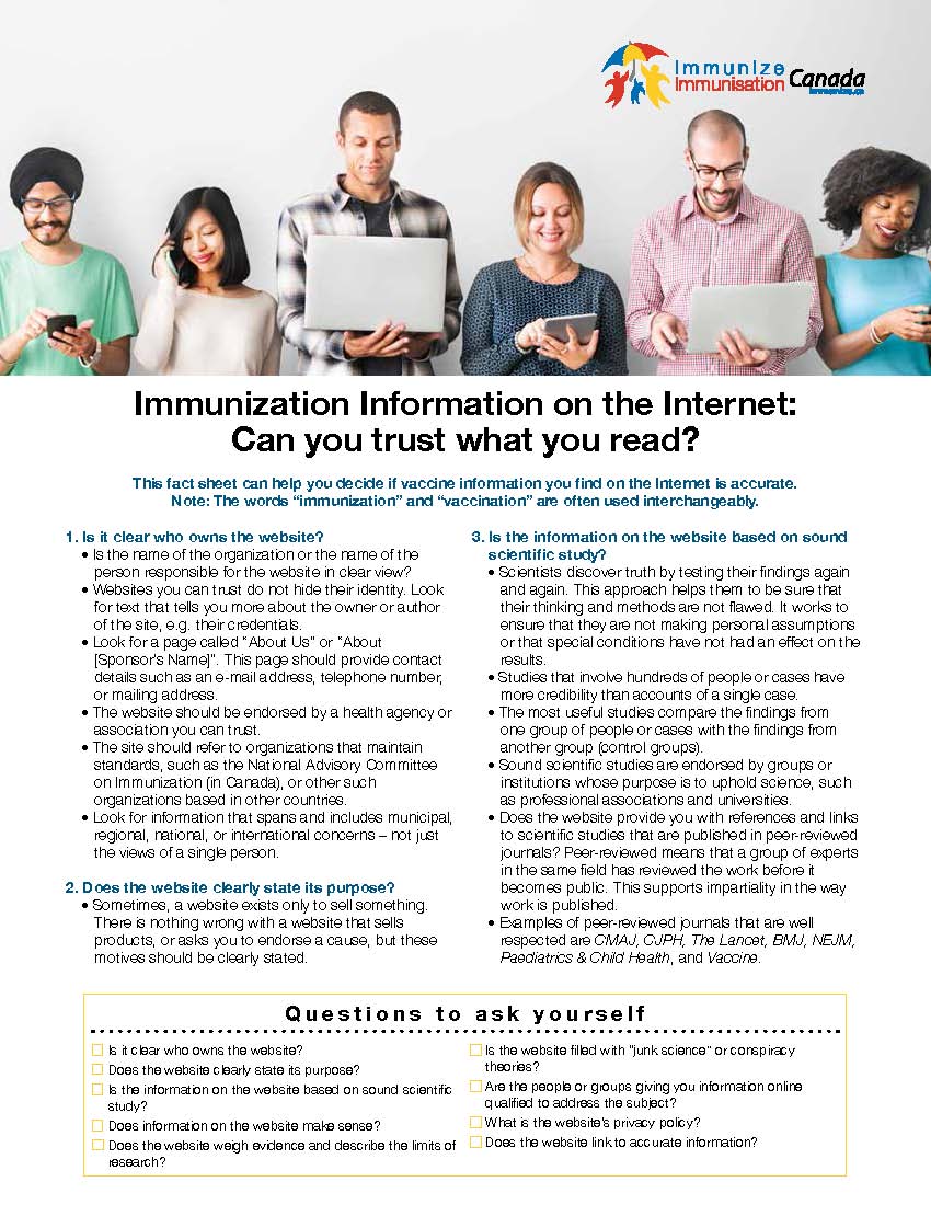 ImmunizedotCa's tweet photo. Look for credible sources of immunization information on the Internet. Here are some tips: https://t.co/PUohqTcPI3
#ImmunizationSuccess #VaccinesWork https://t.co/Pb991YJTRY