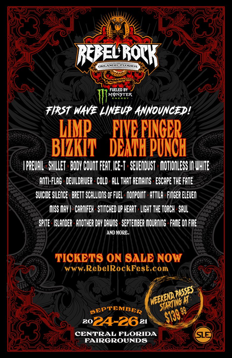 FFDP's tweet photo. Just Announced: 5FDP to headline the @RebelRockFL  2021!! 👊🔥
24th to 26th September at the Central Florida Fairgrounds 
Tix on sale NOW from https://t.co/T2xDQpZA9t https://t.co/UdYQWdeGBs