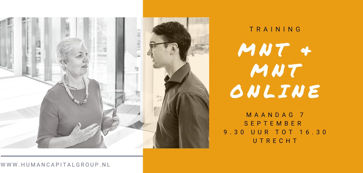 U kunt weer #deelnemen aan de #training voor de #toepassing van #MNT (de #methode) en #MNT #Online (de online #applicatie). U leert #functies #waarderen, #indelen én #onderbouwen aan de hand van algemeen #trainingsmateriaal. Informatie humancapitalgroup.nl/trainingen