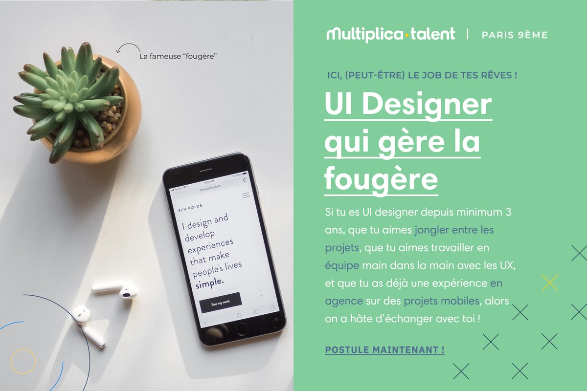 MultipliTalent's tweet photo. [🇫🇷 #Job #UIdesigner #Paris #CDI] Nous recrutons pour une agence parisienne mobile first, un.e UI Designer qui a 3 années d'expériences minimum sur ce poste. +d'infos là : https://t.co/ZJXdyDOcRJ https://t.co/s1amOfl7AW