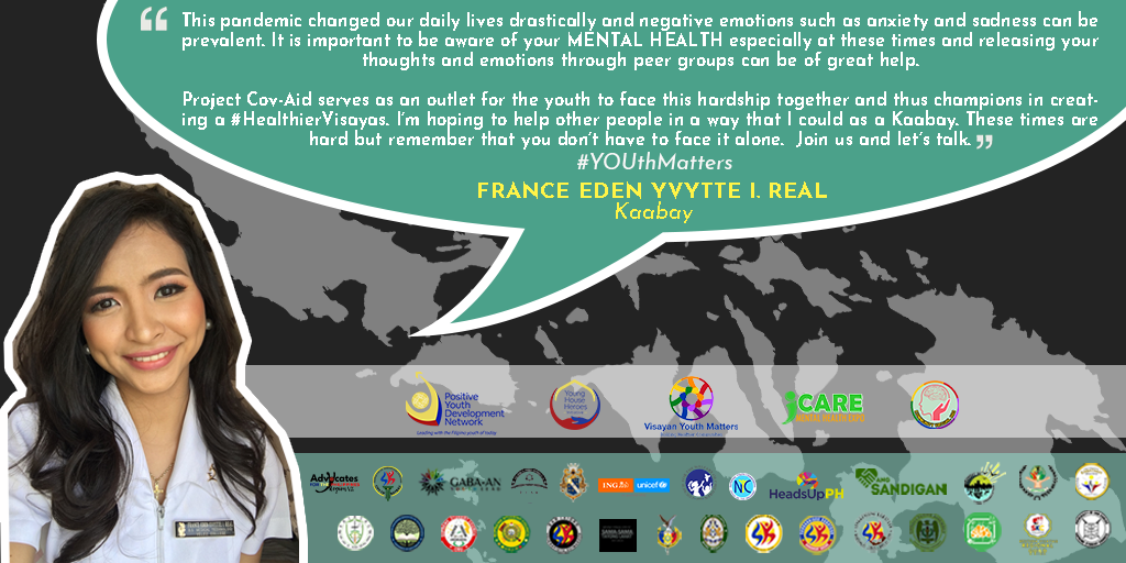 VYMCV_official's tweet photo. 💚Kumusta Ka Kaabay?💚

Our #ProjectCoVAid Kaabays share their insights on what it's like being part of the forefront of Mental Health Awareness in this global pandemic.

For a #HealthierVisayas, Mag #StoryaTaGaw📯📯📯 https://t.co/uPoIvlW9LN