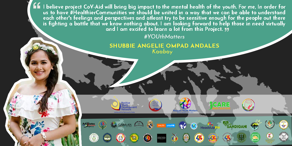 VYMCV_official's tweet photo. 💚Kumusta Ka Kaabay?💚

Our #ProjectCoVAid Kaabays share their insights on what it's like being part of the forefront of Mental Health Awareness in this global pandemic.

For a #HealthierVisayas, Mag #StoryaTaGaw📯📯📯 https://t.co/uPoIvlW9LN