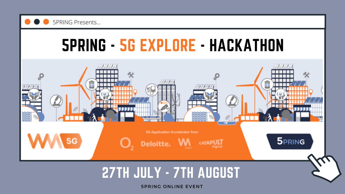 Wayra's tweet photo. 📲 Can 5G revolutionise your #business? 🙌🏽 You're invited to the 5PRING - 5G Explore - Hackathon! 😉 5PRING is the UK’s first 5G accelerators from @O2 (@TelefonicaUK), @WayraUK, @DigiCatapult, @Deloitte and @WestMids_CA 👉🏽 https://t.co/zxqHQ2ghdv https://t.co/RhHS0pzxr5