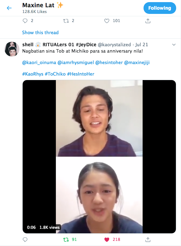 shadzbebs's tweet photo. ToChiko #KaoRhys nakita pala ni Ate Max @maxinejiji ang Anniversary nila, thank you Authornim sa likes.

#HesIntoHer https://t.co/9IiMr1RZi2