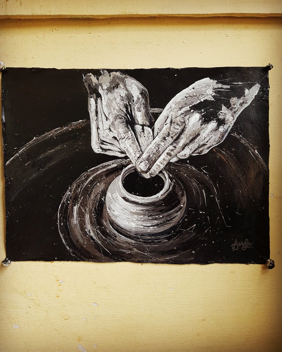 🤲 HANDS making POTTERY , oil on canvas 15 X 21 inches 🖌 😀
.
•✉ DM for info  👈 AVAILABLE FOR PURCHASE.. 
• #artpottery #oilpaintingoncanvas  #handcraftedart #art_seeking #potterylovers #artcollectorsofig #artinstudio #artinstadaily #art_promote