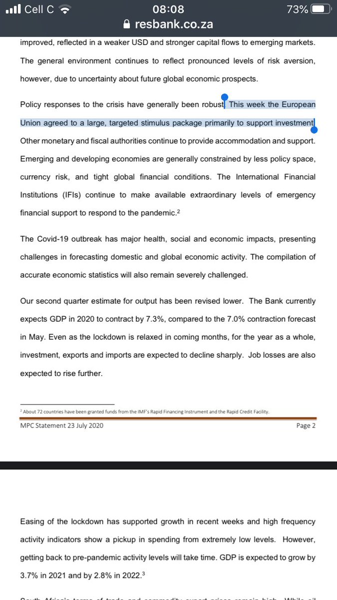  @KganyagoLesetja started by saying leading nations implemented stimulus packages primarily to support investment. Yet the  @SAReserveBank refuses to fund a SAn stimulus package because they say this will scare away investors. This kind of illogical double speak is typical.