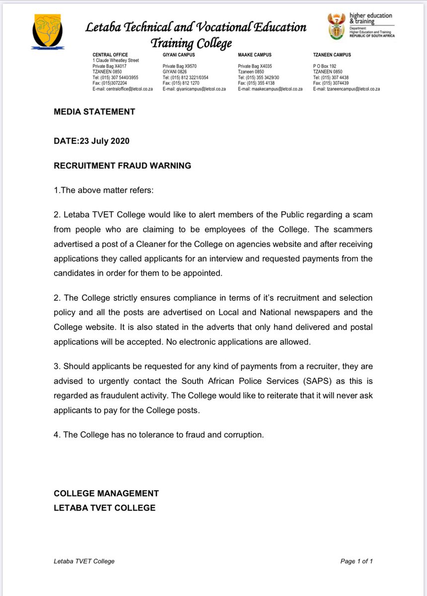 LetabaTvetCollege tweet media