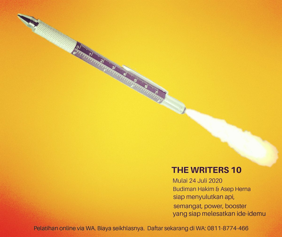 Malam ini kelas The Writers Batch 10 dimulai. Dari Storytelling sampai Hypnowriting, dishare oleh pengembangnya langsung.

Daftar via WA Kak Devina di: 0811-8774-466. Biaya seikhlasnya dan terakhir daftar hari ini.