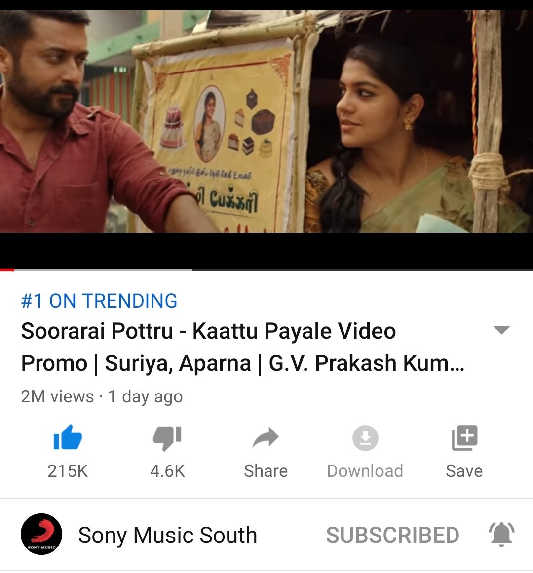 KollyTalks's tweet photo. #KaattuPayale  single from #SooraraiPottru turns out to be an instant hit! Hitting 2M views.
Hearty congrats from @kollytalks team! #SudhaKongara @Suriya_offl @Aparnabala2 @gvprakash @2D_ENTPVTLTD @rajsekarpandian @SakthiFilmFctry @sikhyaent

*RT &amp; Follow us for more updates.. https://t.co/1SZmmGEJbP
